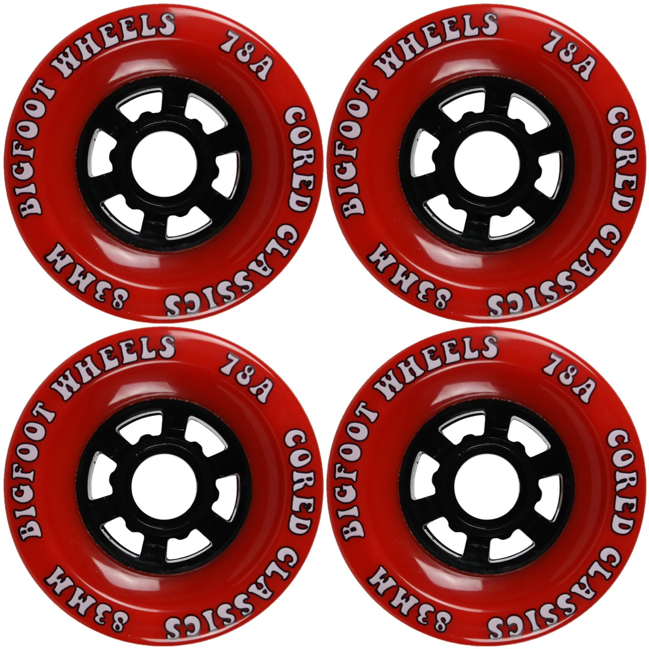 Bigfoot Longboard Wheels - 83mm 78a Cored Classics Red 1 Bigfoot Longboard Wheels - 83mm 78a Cored Classics Red