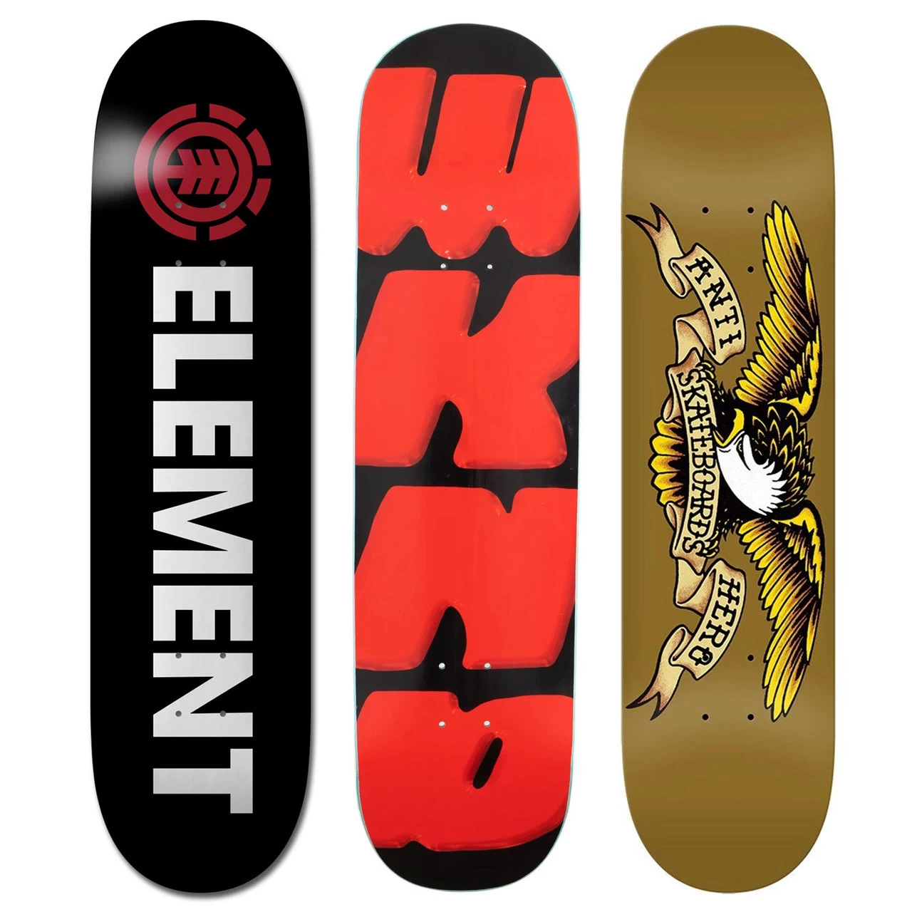 Element/WKND/Anti Hero Skateboard Deck 3-Pack Bulk Lot Of Decks 8.0" & 8.06" 1 Element/WKND/Anti Hero Skateboard Deck 3-Pack Bulk Lot Of Decks 8.0" & 8.06"