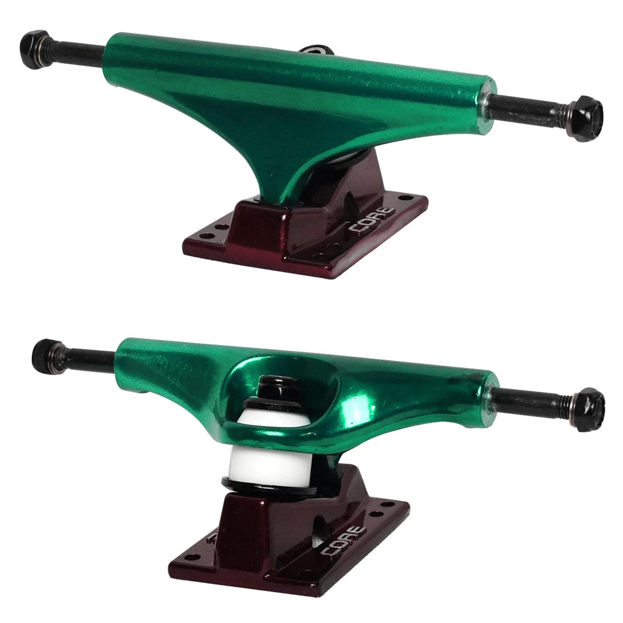 Core Hollow Trucks 5.25 (8.0") Anodized Green With Red Base (Hollow Kingpin) 1 Core Hollow Trucks 5.25 (8.0") Anodized Green With Red Base (Hollow Kingpin)