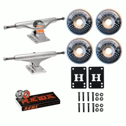 Independent Skateboard Trucks 159 (8.75") Triclops Wheels 56mm White, Bones Reds