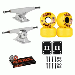 Krux Skateboard Trucks DLK Raw 8.0" Welcome 56mm 85A Wheels, Bones Reds Bearings