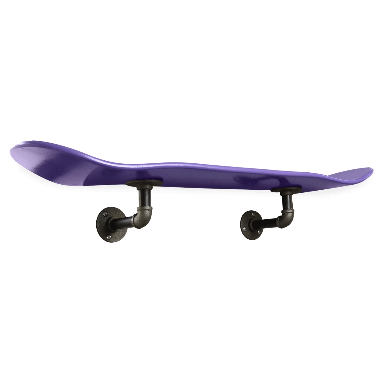 Floating Industrial Style Maple Skateboard Deck Shelf With Pipe Mounting System 7.75" Neon Purple 2 Floating Industrial Style Maple Skateboard Deck Shelf With Pipe Mounting System 7.75" Neon Purple - Image 2