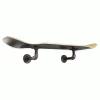 Floating Industrial Style Maple Skateboard Deck Shelf With Pipe Mounting System 7.75" Stained Black Bottom