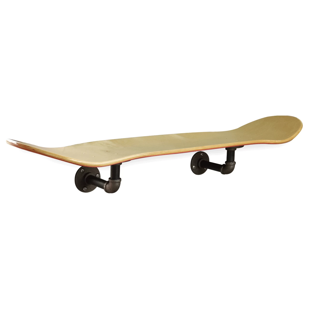 Floating Industrial Style Maple Skateboard Deck Shelf With Pipe Mounting System 7.75" Stained Red Bottom 2 Floating Industrial Style Maple Skateboard Deck Shelf With Pipe Mounting System 7.75" Stained Red Bottom - Image 2