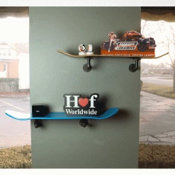 Floating Industrial Style Maple Skateboard Deck Shelf With Pipe Mounting System 7.75" Bamboo Bottom 8 Floating Industrial Style Maple Skateboard Deck Shelf With Pipe Mounting System 7.75" Bamboo Bottom -Powell Peralta Store skateboard shelf display 2 79101.1669933583