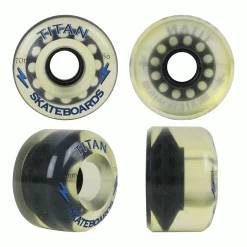 Longboard Wheels 70mm 78A White Rearset "Titan Skateboards" Graphic