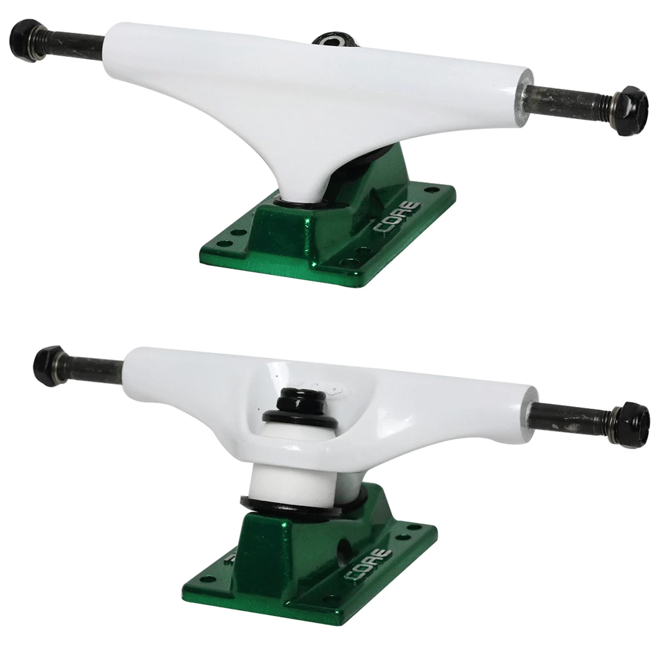 Core Hollow Trucks 5.25 (8.0") White With Green Base (Hollow Kingpin) 1 Core Hollow Trucks 5.25 (8.0") White With Green Base (Hollow Kingpin)